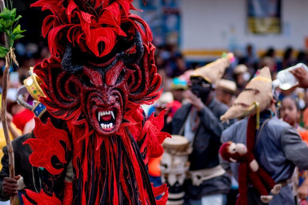 Vibrant costumes at a traditional parade in Panama City, showcasing cultural heritage.